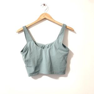 Dusty blue crop workout yoga top